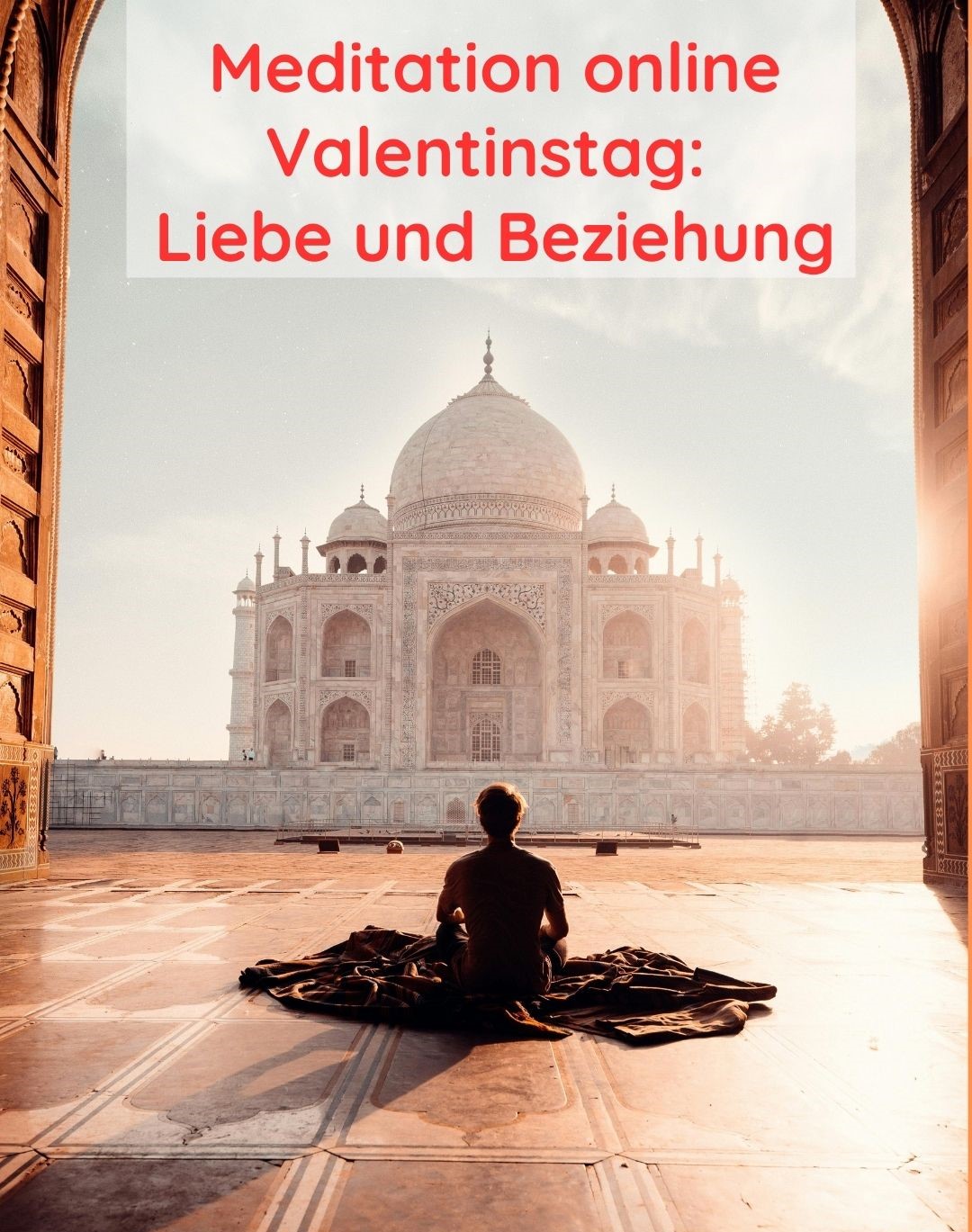 Mensch der Meditiert vor dem Tempel